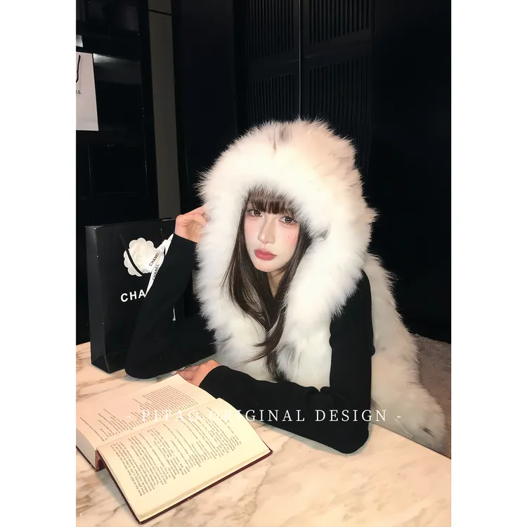 杜屁屁桃PITAO 原创【小狐狸来信】冬季新名媛风轻奢百搭狐狸毛皮草