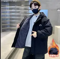 200678童装男童棉衣外套2025冬韩版潮酷加棉加厚防兔毛连帽棉服潮