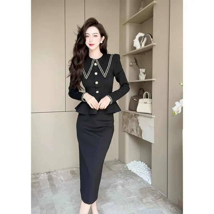 【刘伊朵】【两件套】小香风套装裙女搭配一整套洋气HY0073