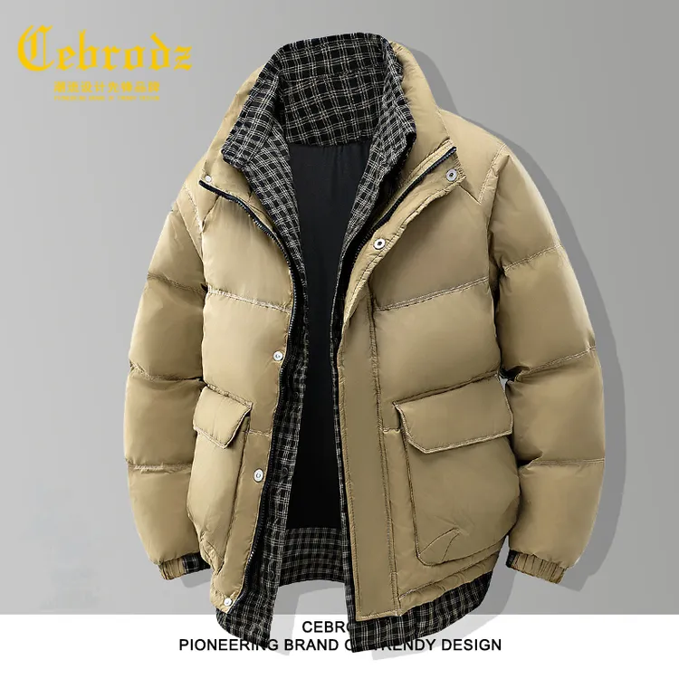 法国Cebrodz羽绒服冬季假两件夹克加大码工装外套加厚保暖防寒服