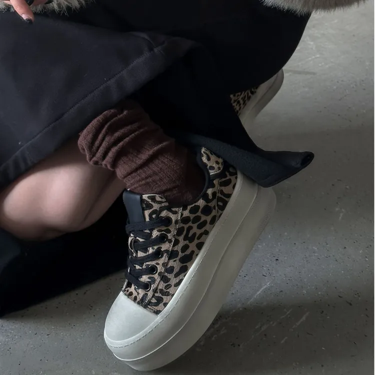 J751-1C SGIRL TWTW丑萌豹纹丑萌大头鞋冬季户外厚底百搭休闲女鞋