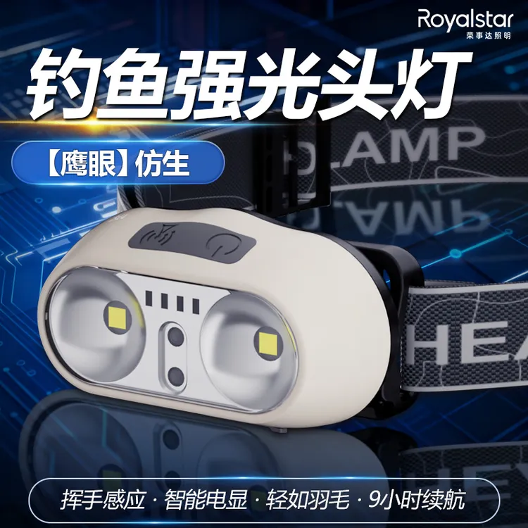 荣事达头灯强光充电超亮感应头戴式照明超长续航户外钓鱼小手电筒