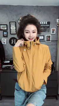 2025秋季新款时尚防风短款收腰连帽风衣工装韩版休闲外套女