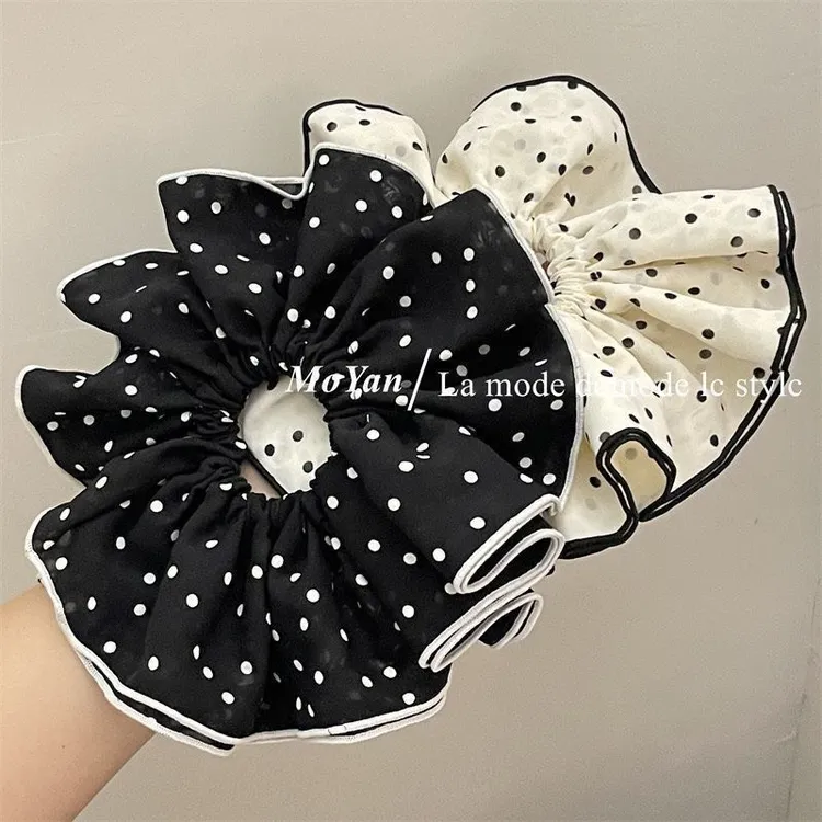 法式优雅波点大肠发圈网红2025新款发圈简约温柔低马尾头绳肠圈女