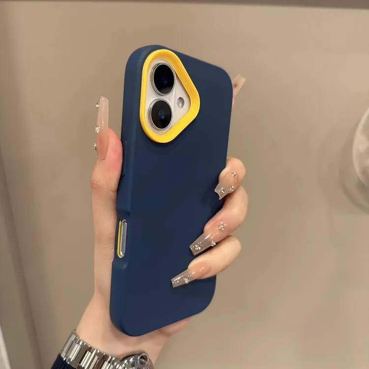 撞色镜头肤感三合一适用苹果16Promax手机壳IP15大孔暴款IP16