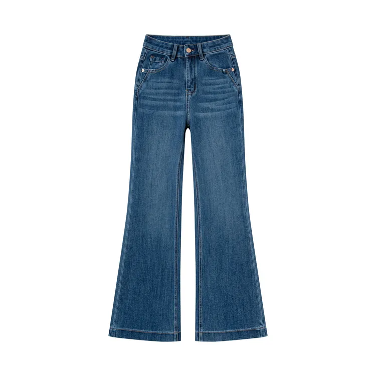 【JEANS】深海蓝·弹高腰牛仔裤喇叭裤微喇裤子四面弹四季款