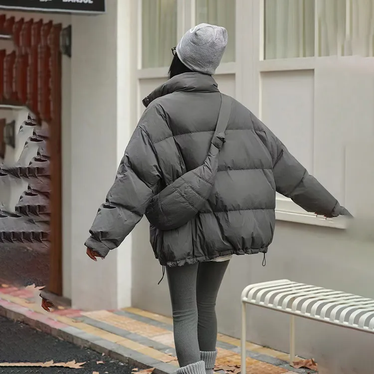 灰色短款挎包羽绒服女冬季2025新款小个子韩系休闲面包服流行爆款