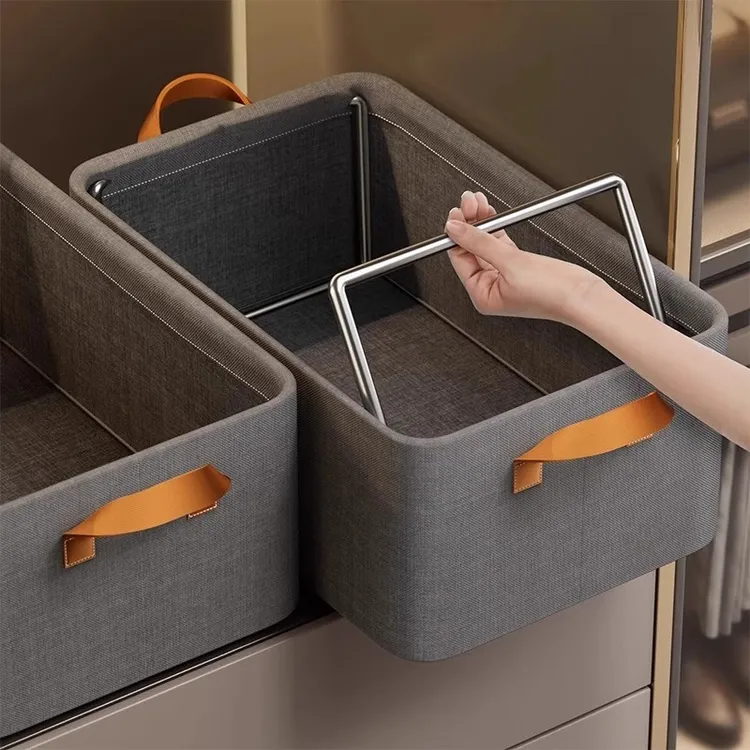 家用衣服收纳箱衣柜分层神器装衣服裤子整理盒抽屉布艺折叠收纳筐
