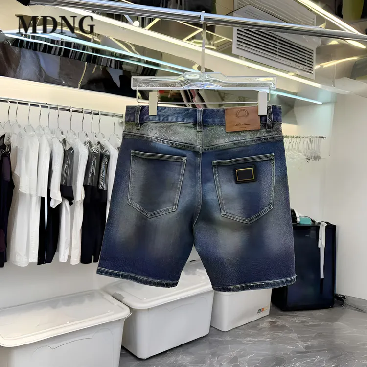MDNG轻奢高级感男装夏季男士时尚印花爆款休闲直筒五分牛仔短裤子