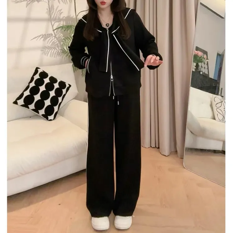 2025年春秋季新款休闲运动套装上衣裤子两件套女装长袖百搭设计感