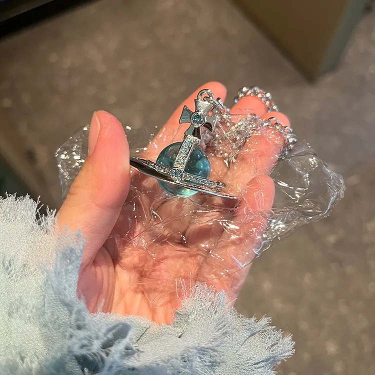 钨金树脂吊坠 西太后大号冰川蓝飞行士orb项链立体土星星球吊坠彩