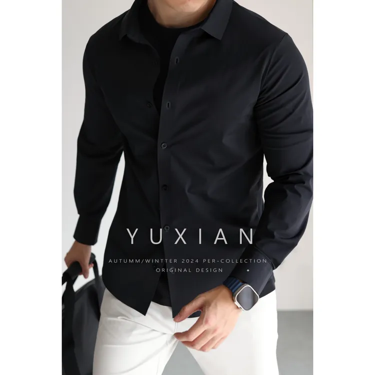 YUXIAN轻量化速干透气四面弹运动户外休闲商务衬衫长袖衬衣春夏男