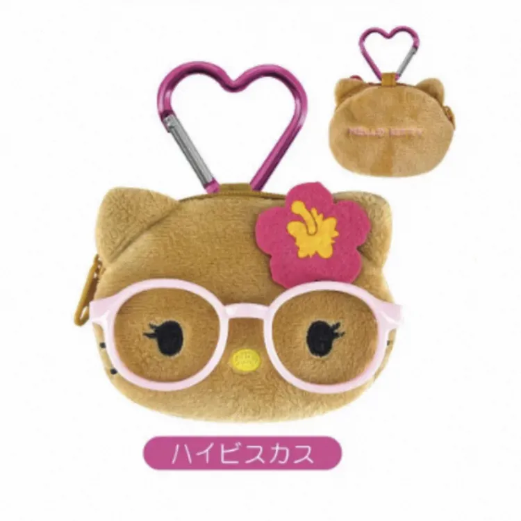 【大阪限定】Hello Kitty 戴眼镜黑皮花花Kitty头钥匙扣玩偶