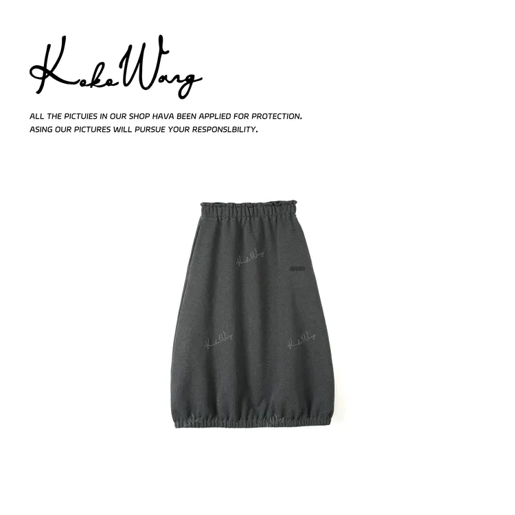 KOKO WANG秋冬新款松紧高腰前刺绣字母a字显瘦半身裙 N2445K23Q41
