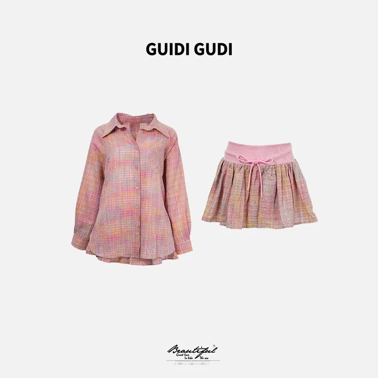GUIDI GUDI【蔓步者】两件套衬衫+半裙套装