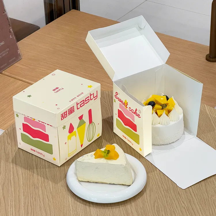 一次性2/3三四寸4蛋糕盒子长方形慕斯蛋糕甜品包装盒打包商用定制