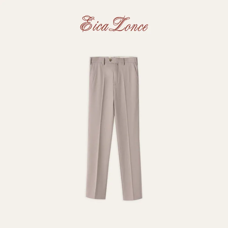 Eicalonce·意卡伦萨 羊毛混纺老钱风直筒休闲西裤男 KN61333