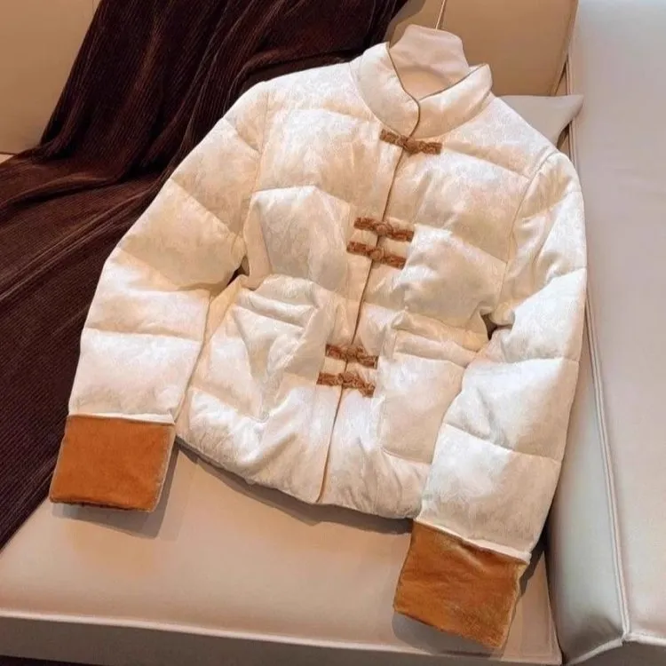 雅鹿新中式国风复古短款棉衣外套女2025秋冬新款高级感盘扣棉服上