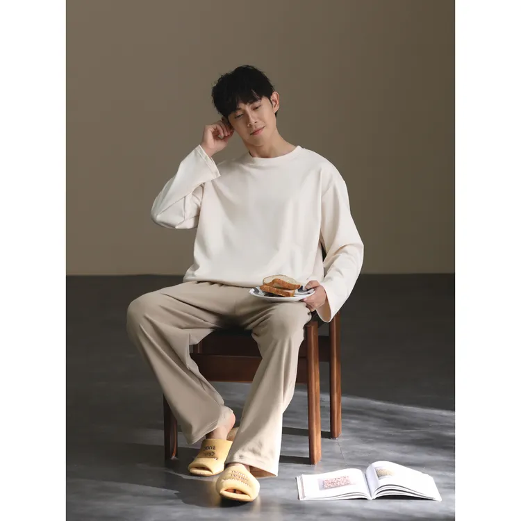 【德绒】美家臣睡衣男秋冬款磨毛锁温圆领家居服可外穿保暖卫衣套