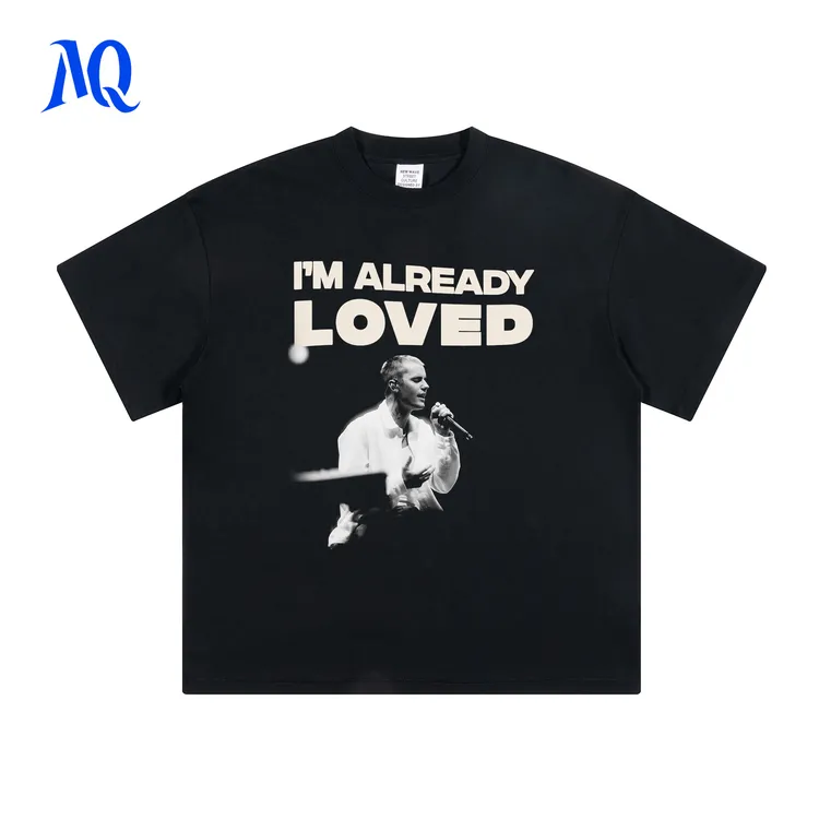 MQ原创25SS贾斯汀比伯同款人像印花潮流短袖数码印花美式重磅T恤