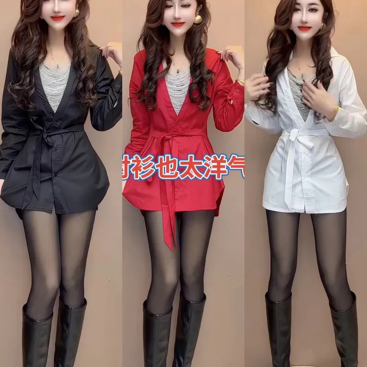 中长款衬衫jk女装打底拼接