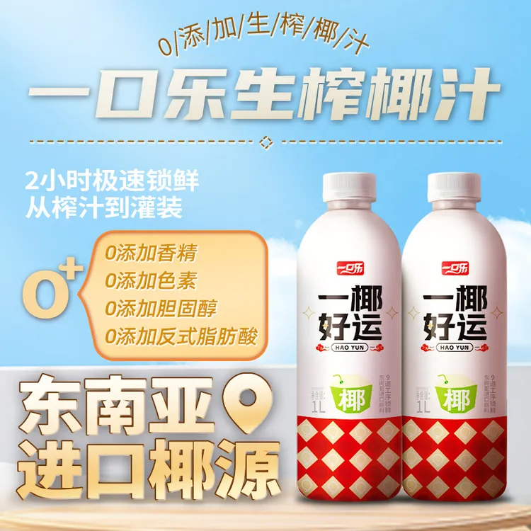 禅宝一口乐生榨椰汁东南亚椰源椰肉椰子汁植物蛋白饮料JY