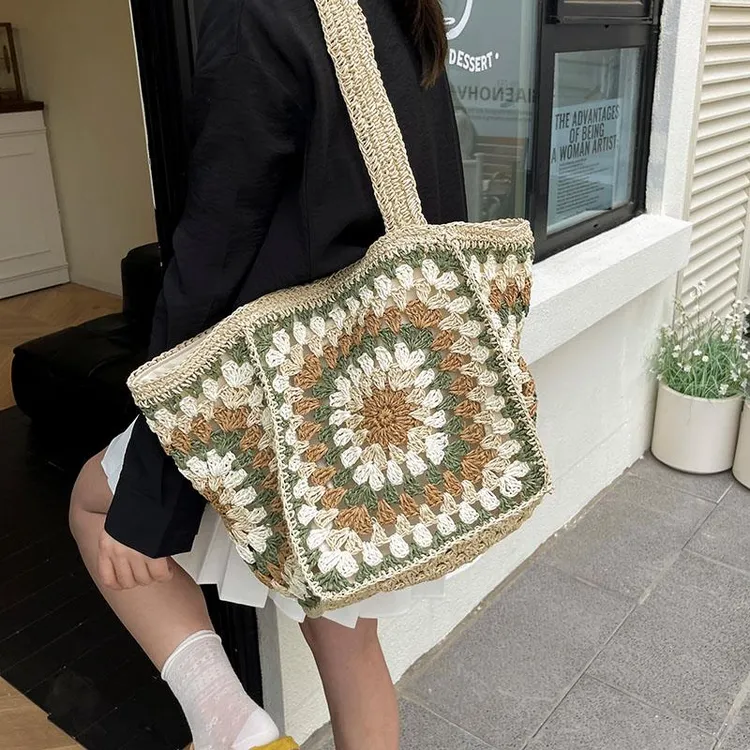 夏季草编波西米亚风托特包2025新款海边旅行度假大容量单肩包包