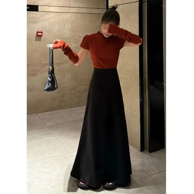 【大码毛呢胖妹妹】秋冬高腰显瘦半身裙女款2025气质a字大伞裙