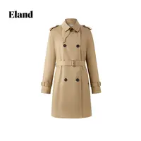 Eland衣恋经典时尚风衣女双排扣宽松休闲外套EEJTF49M02