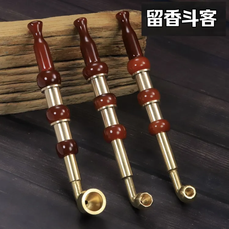 黄铜老烟袋锅复古烟斗文玩烟具复古烟杆