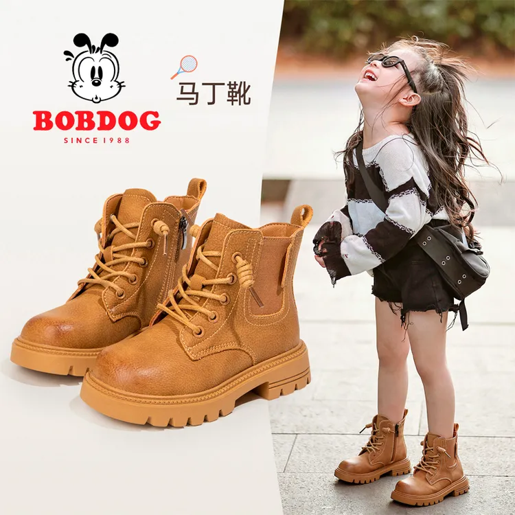 巴布豆女童马丁靴2025新款秋冬季加绒儿童靴子短靴男童皮靴单靴商品图