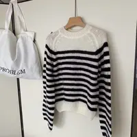 P&C studio 马海毛条纹针织圆领毛衣