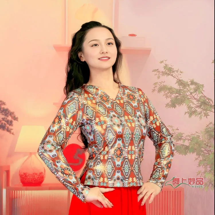 新疆少数民族舞蹈服曼陀罗菱格上衣