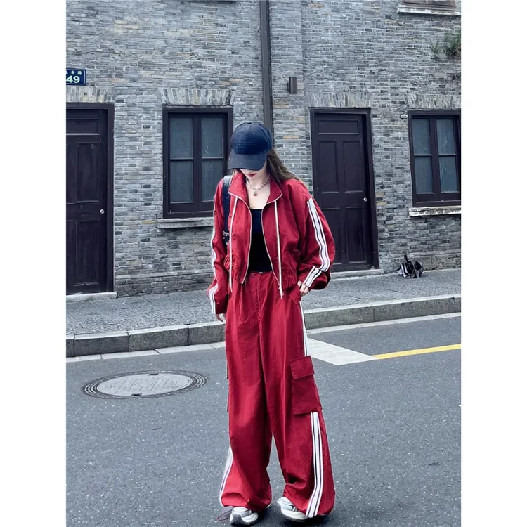 美式炸街运动套装女秋季2025新款宽松休闲卫衣阔腿裤时尚两件套潮