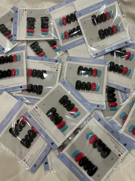 复古港风春夏气质显白高级百搭黑粉撞色跳色纯手工穿戴甲