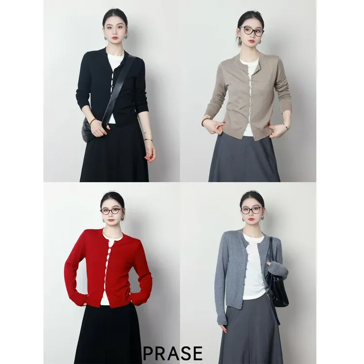 PRASE·噜【叠穿灵感】微胖轻奢设计款秋羊毛假两件毛针织衫PR508C53