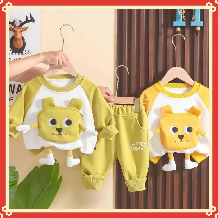 男童新款童装宝宝春秋季秋装可爱套装卡通婴儿洋派帅气卫衣两件套