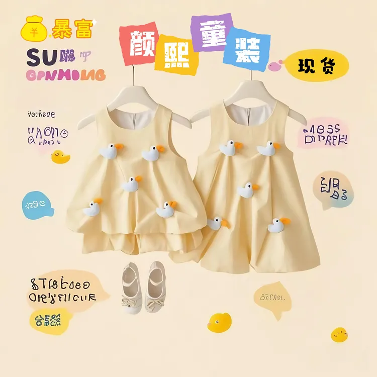 【现货】拍照好看小黄鸭女童薄款夏季童装炸街儿童公主裙女童连衣裙