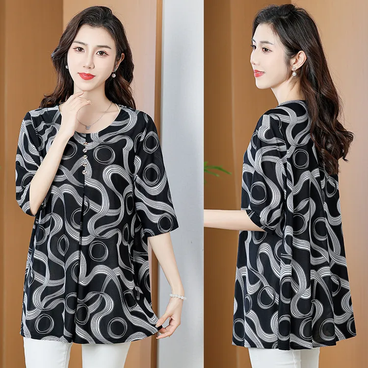 2025新款胖妈妈夏装短袖t恤衫中老年女装加肥加大码冰爽薄上衣服