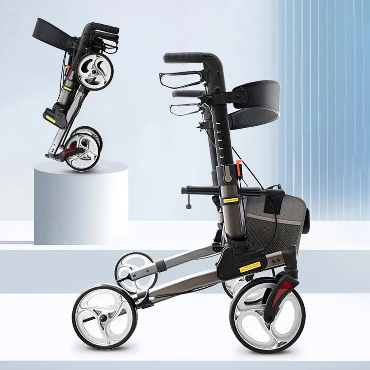 老人行走助行器辅助行走可折叠便携轮椅拐杖手推车行走可坐
