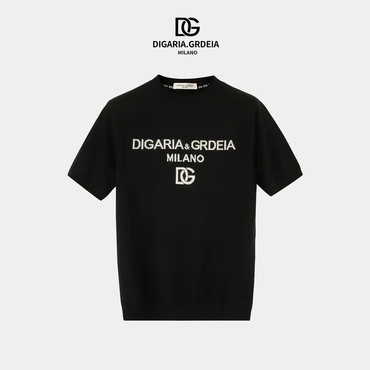 DG迪噶雅男士短袖羊毛衫秋季时尚简约羊毛打底圆领短袖羊毛衫M215