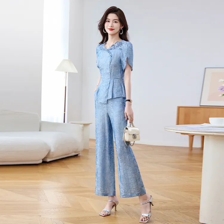 【上衣+裤子】优雅新款气质时尚大气减龄休闲收腰套裤-26402-q