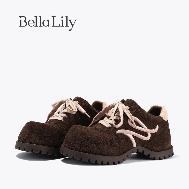 BellaLily2025秋季新款复古百搭厚底单鞋小个子女鞋潮流休闲女鞋