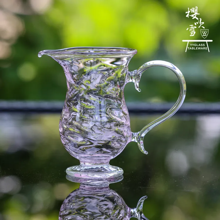 yyglass.樱吹雪系列高硼硅耐高温玻璃茶具粉色系高颜值玲珑公道杯