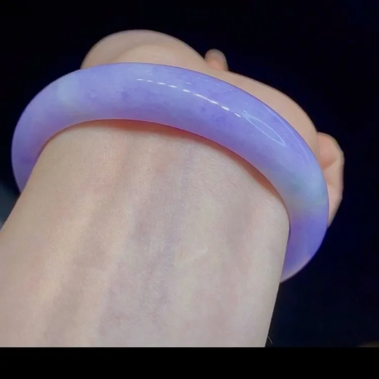 帝王紫翡翠手镯A货缅甸老坑玉石镯子紫罗兰