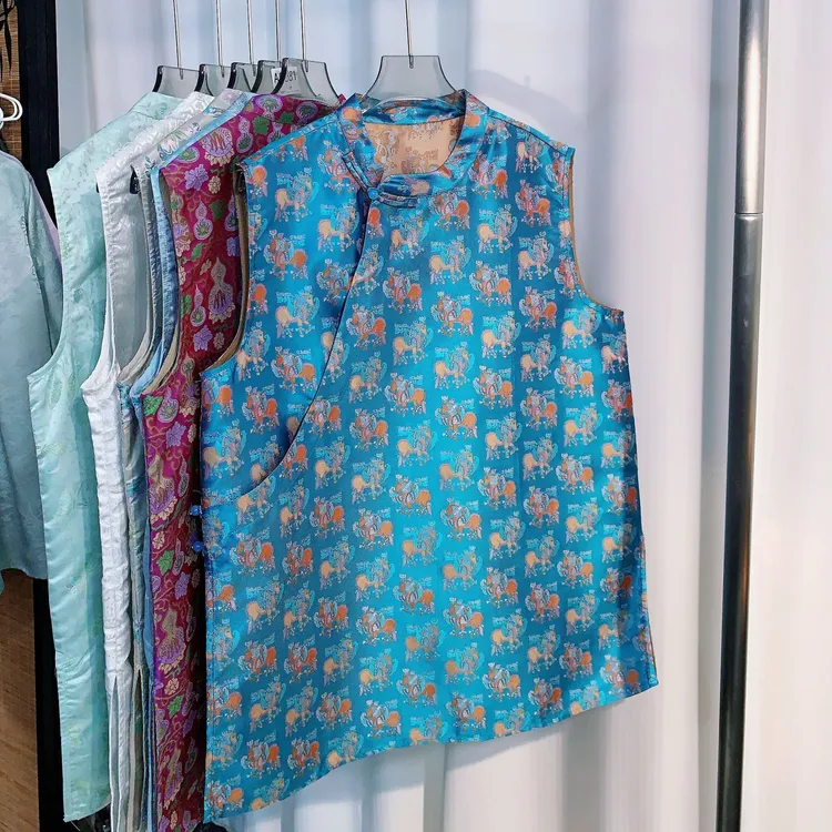 桑蚕丝老钱风复古奥黛胸围102 衣长73 