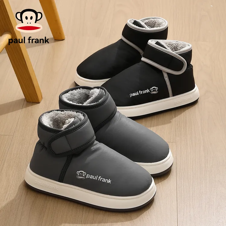 大嘴猴【正品保障】棉拖鞋男冬季防滑加绒保暖羽绒高帮雪地靴女外穿