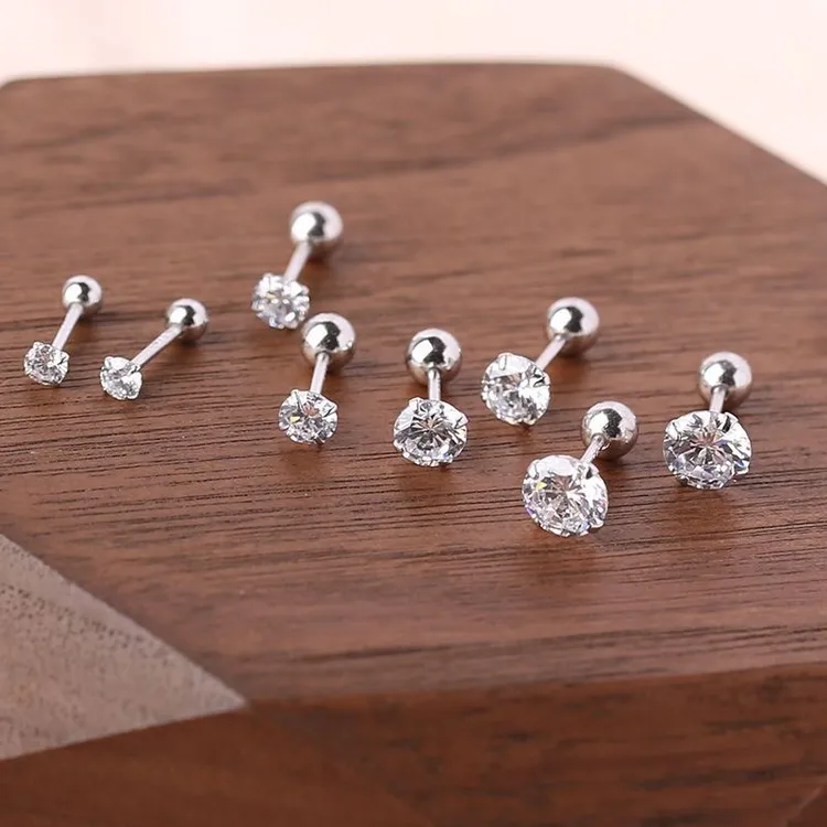 合金耳饰 精致小巧螺丝拧扣耳钉简约百搭耳饰