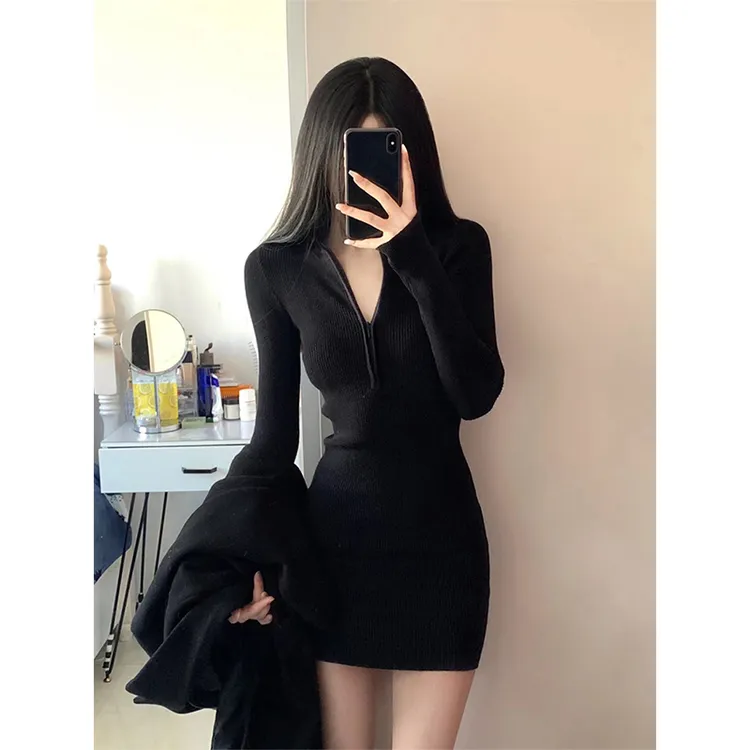 黑色修身包臀裙显瘦裙子女款春秋爆款2025新款连衣裙高级感小黑裙