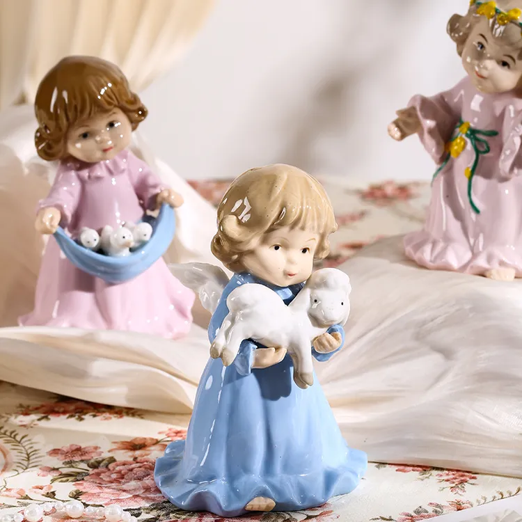 手工陶瓷北欧风女孩家居摆件礼品娃娃